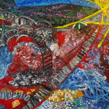 Картина под названием "48 - LA PASSERELLE" - Patrick William Tamper, Подлинное произведение искусства, Акрил Установлен на Д…