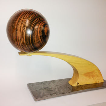Sculpture titled "Équilibre (Zébrano,…" by Patrick Thubert, Original Artwork, Metals