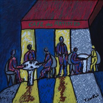 Peinture intitulée "café des artistes" par Patrick Tourtel, Œuvre d'art originale, Acrylique