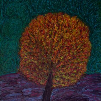 Painting titled "auprès de mon arbre…" by Patrick Tourtel, Original Artwork, Acrylic