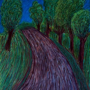 Painting titled "un petit chemin....…" by Patrick Tourtel, Original Artwork, Acrylic Mounted on Wood Stretcher frame