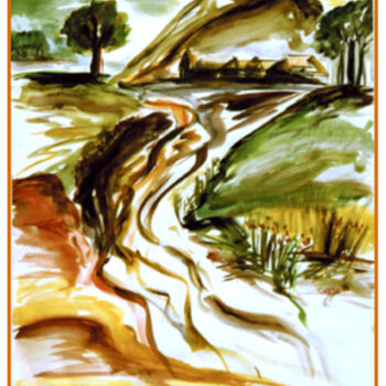 Painting titled "Chemin" by Patrick Tubaro, Original Artwork, Watercolor