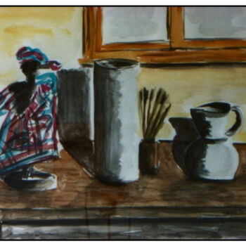 Painting titled "poupée parfumée" by Patrick Tubaro, Original Artwork, Watercolor Mounted on Other rigid panel