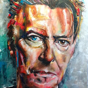 Painting titled "David Bowie" by Patrick Van Haren, Original Artwork, Acrylic Mounted on Aluminium