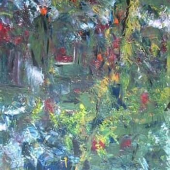 Painting titled "Jardin du soir" by Patrick Vernet, Original Artwork