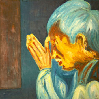 Peinture intitulée "Prière du soir" par Patrick Couvreur, Œuvre d'art originale, Huile