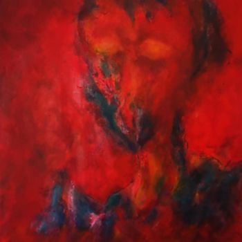 Painting titled "Spectre rouge" by Patrick Couvreur, Original Artwork, Oil