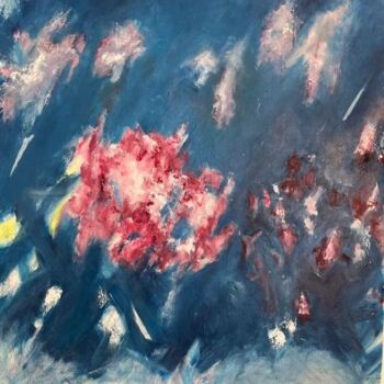 「Galaxie」というタイトルの絵画 Patrick Couvreurによって, オリジナルのアートワーク, オイル ウッドストレッチャーフレームにマウント