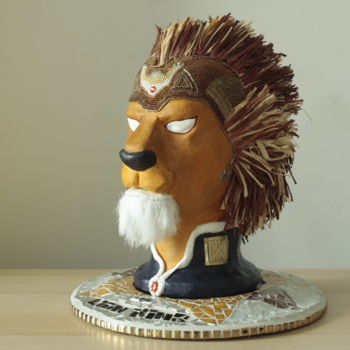 Sculpture titled "Lion King" by Pat Art, Original Artwork, Polymer clay