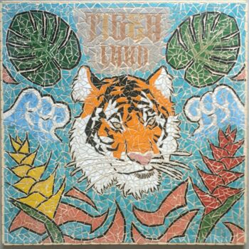 Sculpture titled "Tiger Land" by Pat Art, Original Artwork, Mosaic