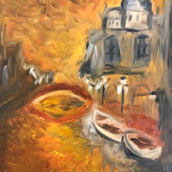 Painting titled "Venitian reflects" by Patrick Fourquet, Original Artwork, Oil