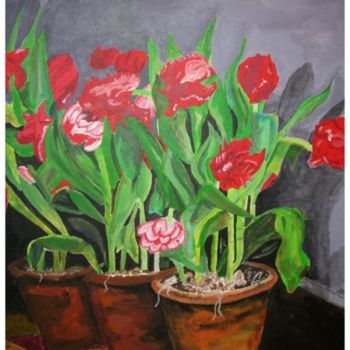 Painting titled "Fleur de printemps" by Patrick Mahieu, Original Artwork, Oil