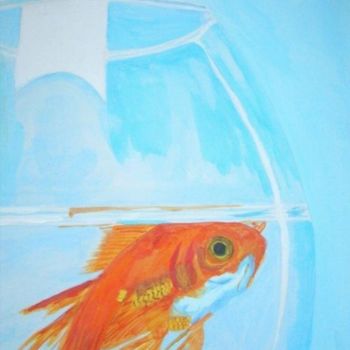 Peinture intitulée "Poisson rouge" par Patrick Mahieu, Œuvre d'art originale, Huile