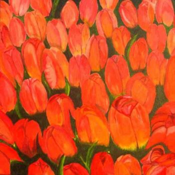 Painting titled "Tulipes" by Patrick Mahieu, Original Artwork, Oil