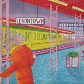 Painting titled "Lenontown" by Patrick Mahieu, Original Artwork, Oil