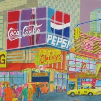 Peinture intitulée "N.Y." par Patrick Mahieu, Œuvre d'art originale, Huile