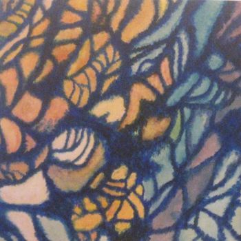 Pintura intitulada "Orange-blue Vibrati…" por Patrick Mahieu, Obras de arte originais, Óleo