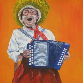 Peinture intitulée "L'accordeonniste" par Patrick Mahieu, Œuvre d'art originale, Huile