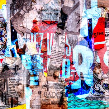 Fotografía titulada "collage rouge et ja…" por Patrick Geoffroy, Obra de arte original, Fotografía digital