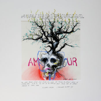 Tekening getiteld "AMOOUR" door Patrick Santus, Origineel Kunstwerk, Conté