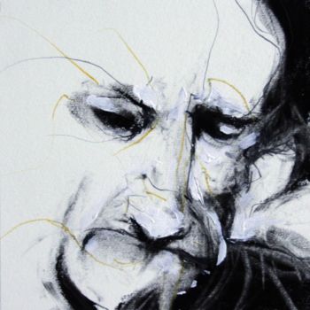 Drawing titled "TÊTE ANTONIN ARTAUD…" by Patrick Santus, Original Artwork, Conté Mounted on Cardboard