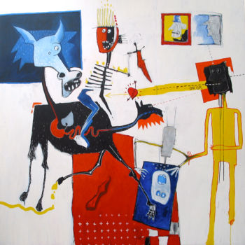 Schilderij getiteld "GUERRE NIQUÉE" door Patrick Santus, Origineel Kunstwerk, Acryl
