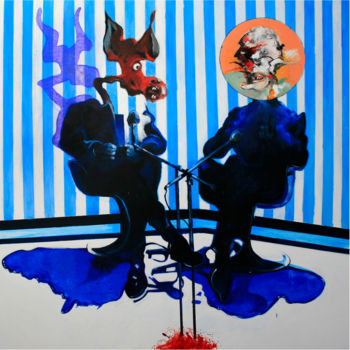Malerei mit dem Titel "INTERVIOUVEZ INTERV…" von Patrick Santus, Original-Kunstwerk, Acryl