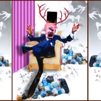 Digitale Kunst mit dem Titel "TRUMP TRANSFORMÉ EN…" von Patrick Santus, Original-Kunstwerk, 2D digitale Arbeit