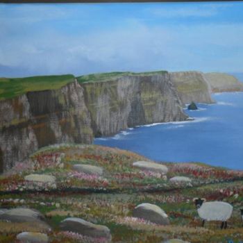 Pittura intitolato "cliffs of moher cou…" da Patrick Vahey, Opera d'arte originale