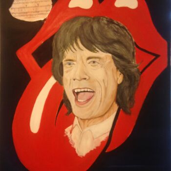 Malerei mit dem Titel "MICK JAGGER" von Patrix Watelet, Original-Kunstwerk, Öl