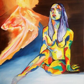 Painting titled "FEMME CAMELEON" by Patrix Watelet, Original Artwork, Oil