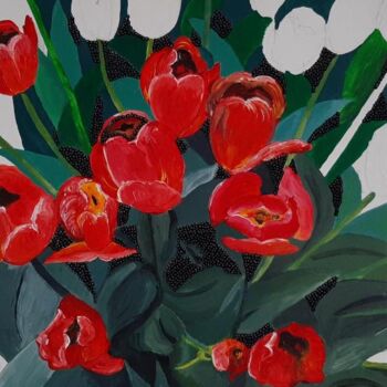 Peinture intitulée "Tulipes" par Patrizia Pic, Œuvre d'art originale, Acrylique Monté sur Châssis en bois