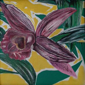 Peinture intitulée ""Orchidée 2"" par Patrizia Pic, Œuvre d'art originale, Acrylique Monté sur Autre panneau rigide