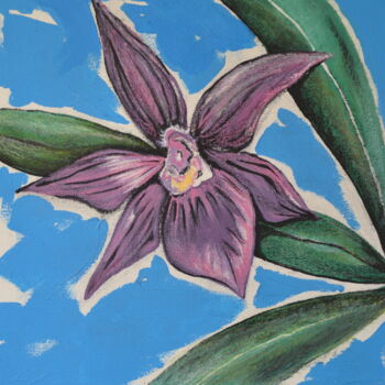 Painting titled ""Orchidée 3"" by Patrizia Pic, Original Artwork, Acrylic Mounted on Other rigid panel