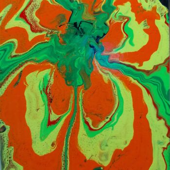 Картина под названием "Orange flower" - Patryk Siwiak, Подлинное произведение искусства, Акрил