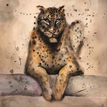 Painting titled "Panthere" by Patricia Tempere (T.PAT), Original Artwork, Watercolor