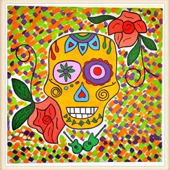 Painting titled "CAVEIRA MEXICANA" by P. Rocko, Original Artwork, Acrylic