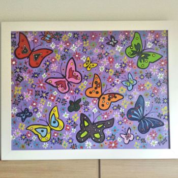 Painting titled "BUTTERFLOWERS" by P. Rocko, Original Artwork, Acrylic