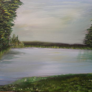 Painting titled "le-calme-du-lac.jpg" by Patty Wagner, Original Artwork, Acrylic