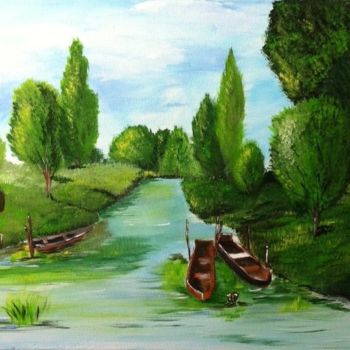 Pittura intitolato "bord-de-riviere.jpg" da Patty Wagner, Opera d'arte originale, Acrilico