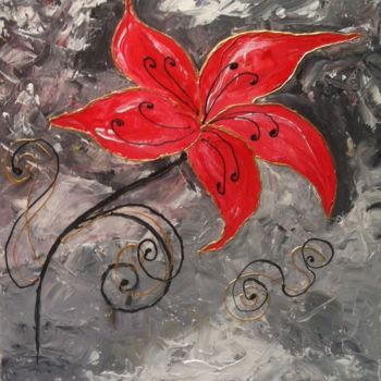 Schilderij getiteld "en-rouge-et-gris.jpg" door Patty Wagner, Origineel Kunstwerk, Acryl