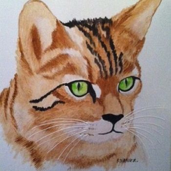 Peinture intitulée "un-regard-de-chat.j…" par Patty Wagner, Œuvre d'art originale, Acrylique