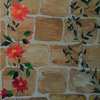 Painting titled "le-vieux-mur-de-pie…" by Patty Wagner, Original Artwork, Acrylic