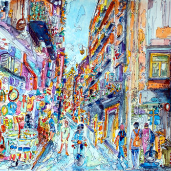 绘画 标题为“Via Tribunali Napoli” 由Patrizia Gargiulo (PattyGi), 原创艺术品, 水彩