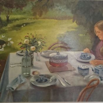 Painting titled "Café da Manhã" by Patricia Wertheimer, Original Artwork, Oil