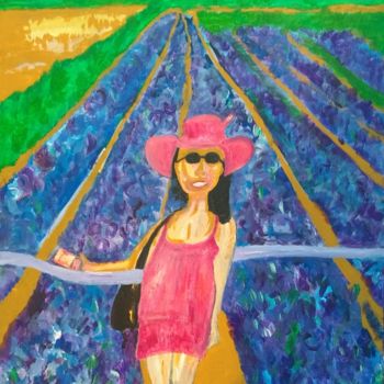 Painting titled "Mila at the lavende…" by Paul Antwis, Original Artwork, Acrylic