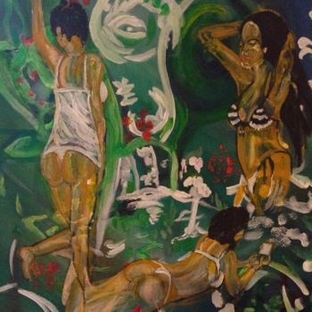 Malerei mit dem Titel "Ladies in the glade" von Paul Antwis, Original-Kunstwerk, Acryl