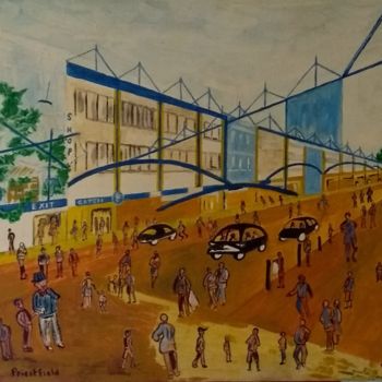 Pittura intitolato "The football stadium" da Paul Antwis, Opera d'arte originale, Acrilico