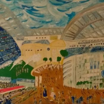 Painting titled "Football stadium" by Paul Antwis, Original Artwork, Acrylic