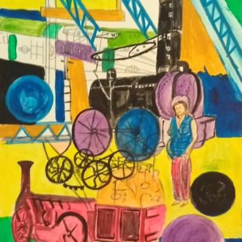 Schilderij getiteld "York railway museum" door Paul Antwis, Origineel Kunstwerk, Acryl